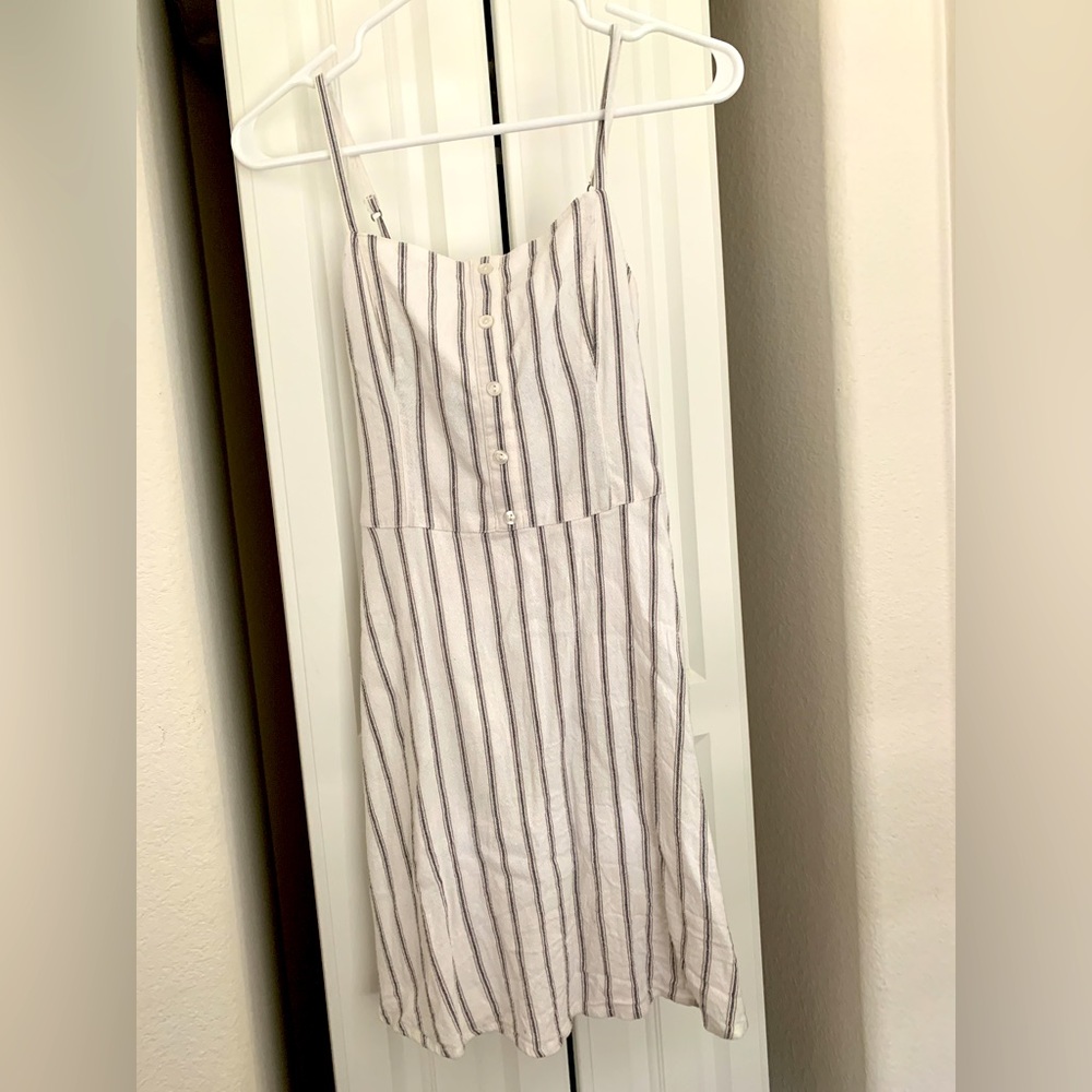 Hollister Smocked linen striped strap mini dress